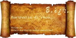 Barthalis Árkos névjegykártya